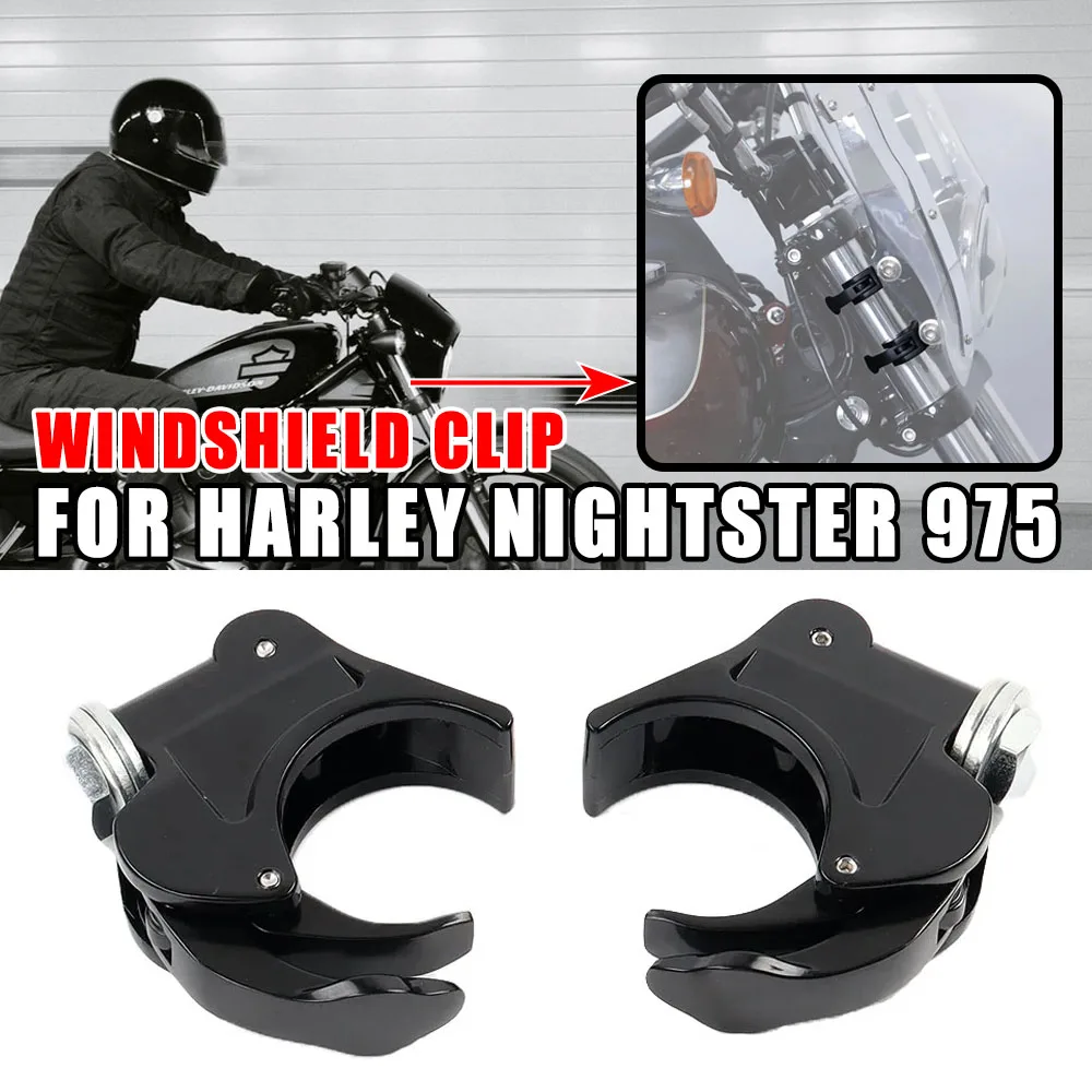 

For Harley Davidson Nightster 975 Brand New Motorcycle Accessory 41MM Windshield Quick Release Windshield Clamps ABS Black