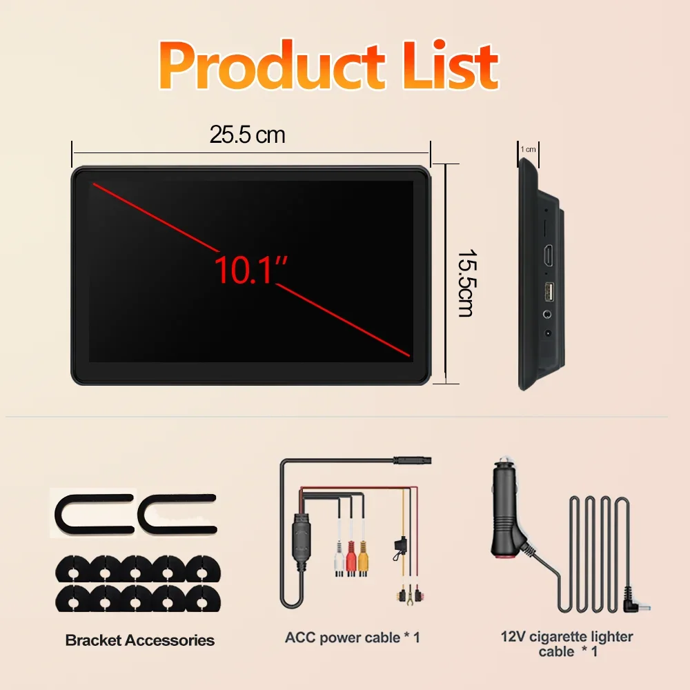 10.1'' Android Headrest Monitor IPS Display For Car Rear Seats Entertainment Multimedia Carplay Player Video USB TF HDMI Input