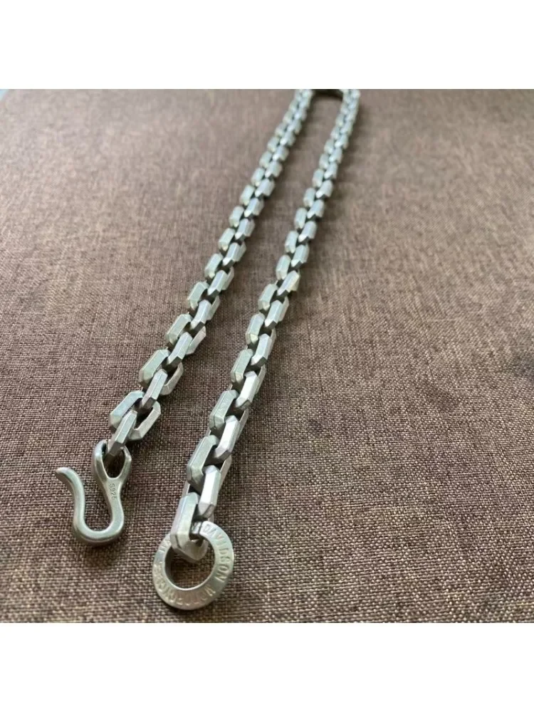 Unisex Weiße Kupfer Matt Quadratische Gliederkette Retro S-Haken Choker Punk Streetwear Schmuck für Männer und Frauen – Detail 1