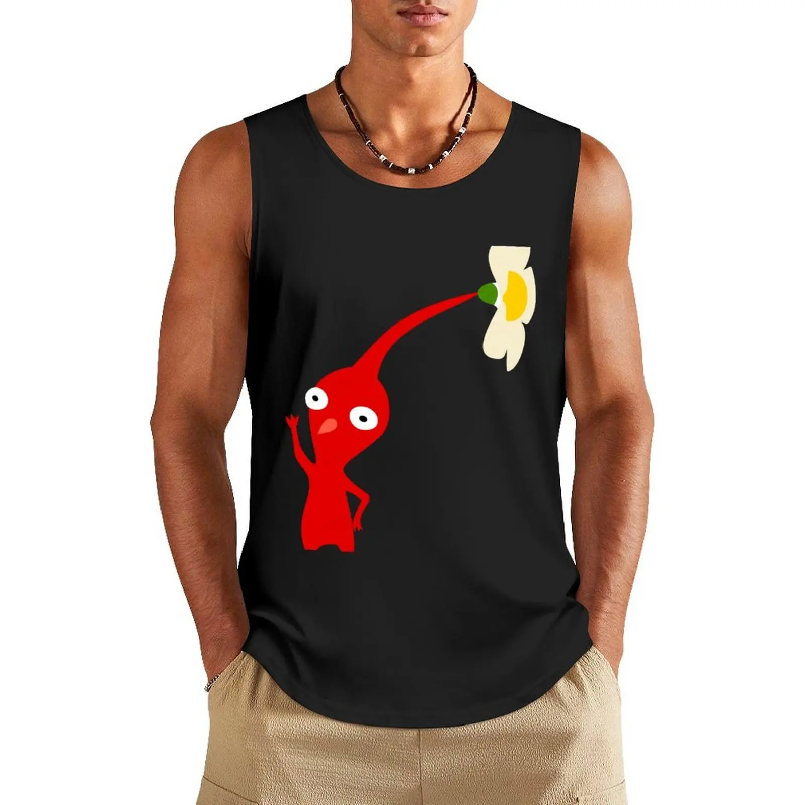 

Red Pikmin Tank Top Men's gym articles Men's fitness t-shirt anime top anime gym
