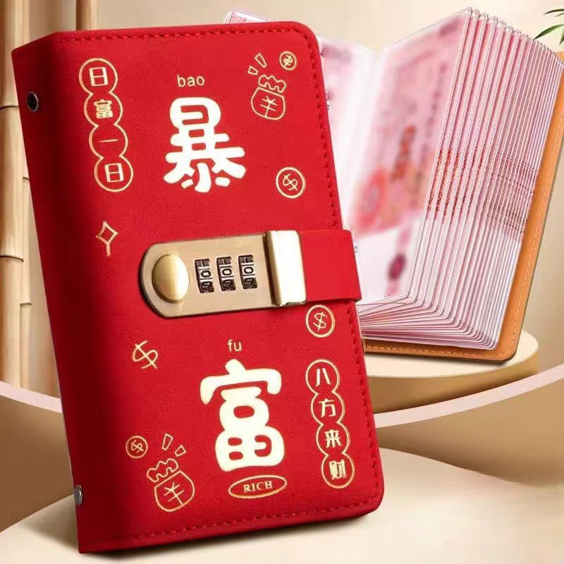 

100 Envelopes Money Saving Challeng Binder Reusable Savings Challenge PU Savings Challenges Sheets With Password Lock