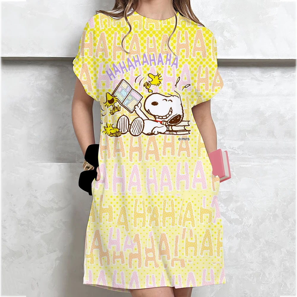 المرأة فضفاضة قصيرة الأكمام الصيف حجم كبير فستان سنوبي تي شيرت مطبوع نمط فساتين صغيرة الصيف فستان فضفاض غير رسمي Vestidos