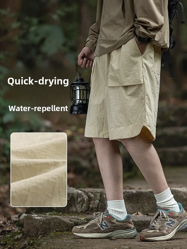 

Outdoor Ice Silk Workwear orts Men's Water Resistant Qui Dry Hiking Sports Five-Quarter Loose Large Size Casual Mid-Pants