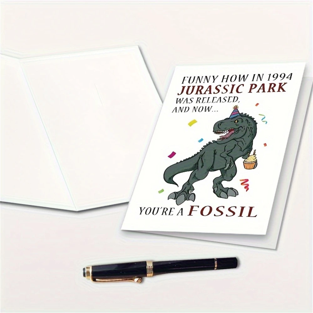 1pc,Funny Dinosaur Birthday Card for Him Her, Happy 30th Birthday Gift for Friends, Snarky 1994 Birthday Card for Men Women,with