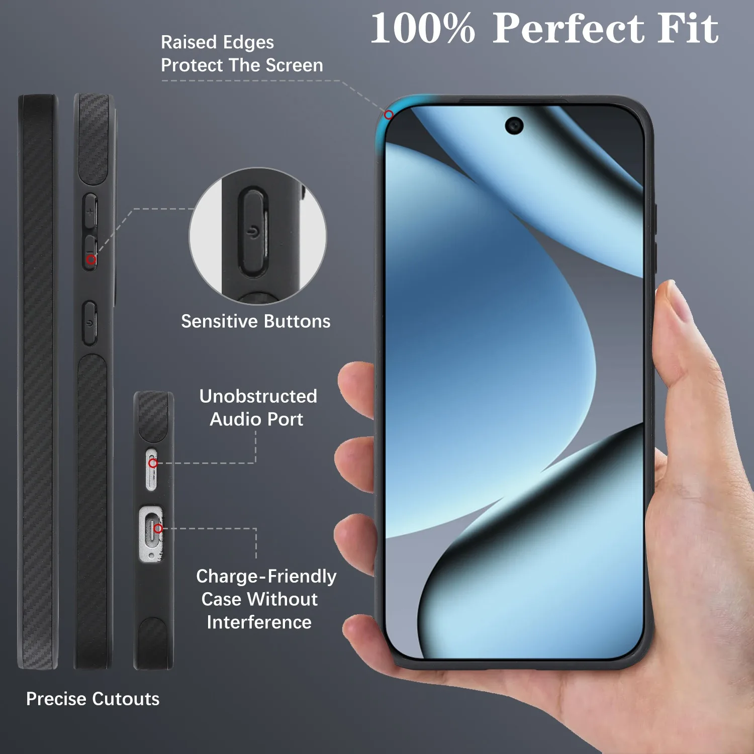 Hochwertige Handyhülle aus Kohlefaser-Texturleder für Google Pixel 10 9 ProXL 10A 9A, kompatibel mit MagSafe Wireless Charger, stoßfeste Abdeckung. – Detail 3
