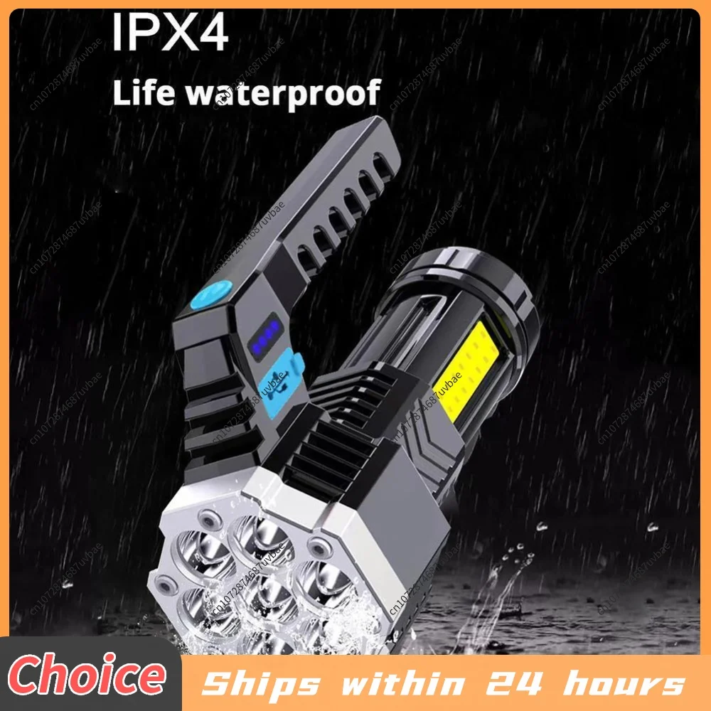 IPX 4 Waterproof Flashlight Portable Multi-Function Light 4 Light Mode USB Charging Powerful Handheld Flashlight Camping Torch