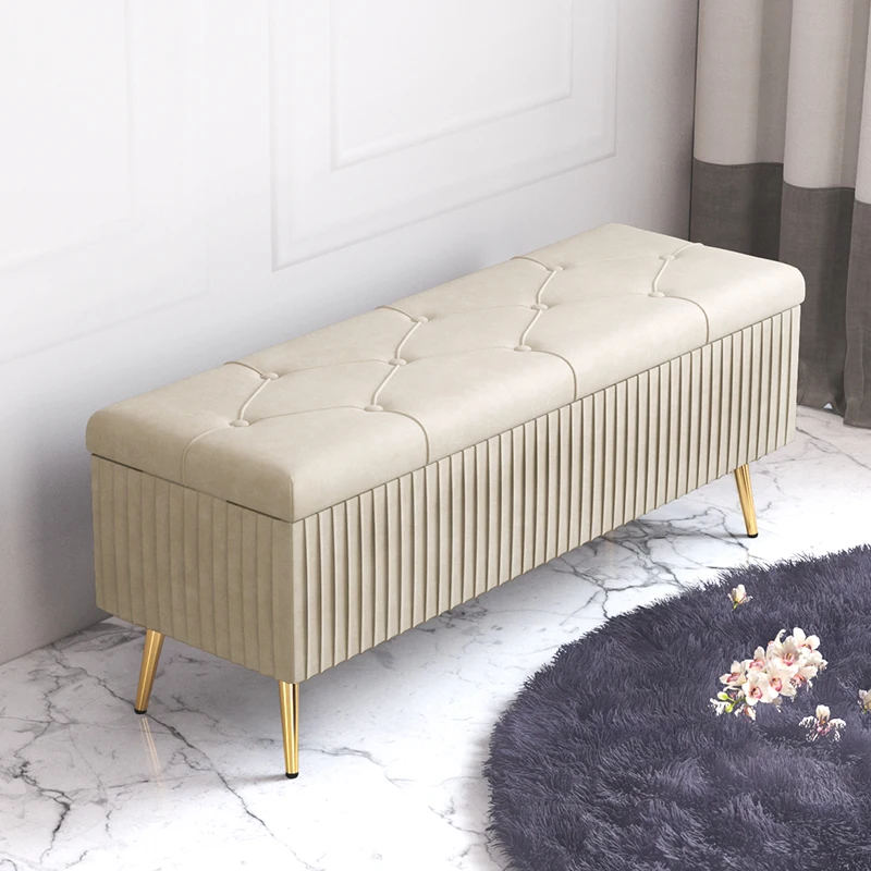 

Nordic Strip Storage Shoes Changing Stool Household Entrance Sofa Stool Rectangular Can Sit in The Fitting Room Storage Ottomans