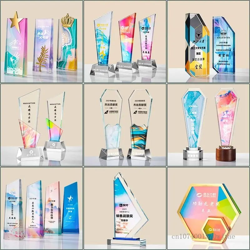 

Customized High-End Creative Crystal Trophy, Color Printing, Carving, Competition Prize, Souvenir, Home Decoration Medal, 1Pc