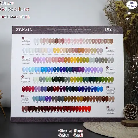 Gel vernis à ongles couleur unie transparente effet glace, 102 couleurs, populaire sur toutes les plateformes, avec carte de correspondance des couleurs.