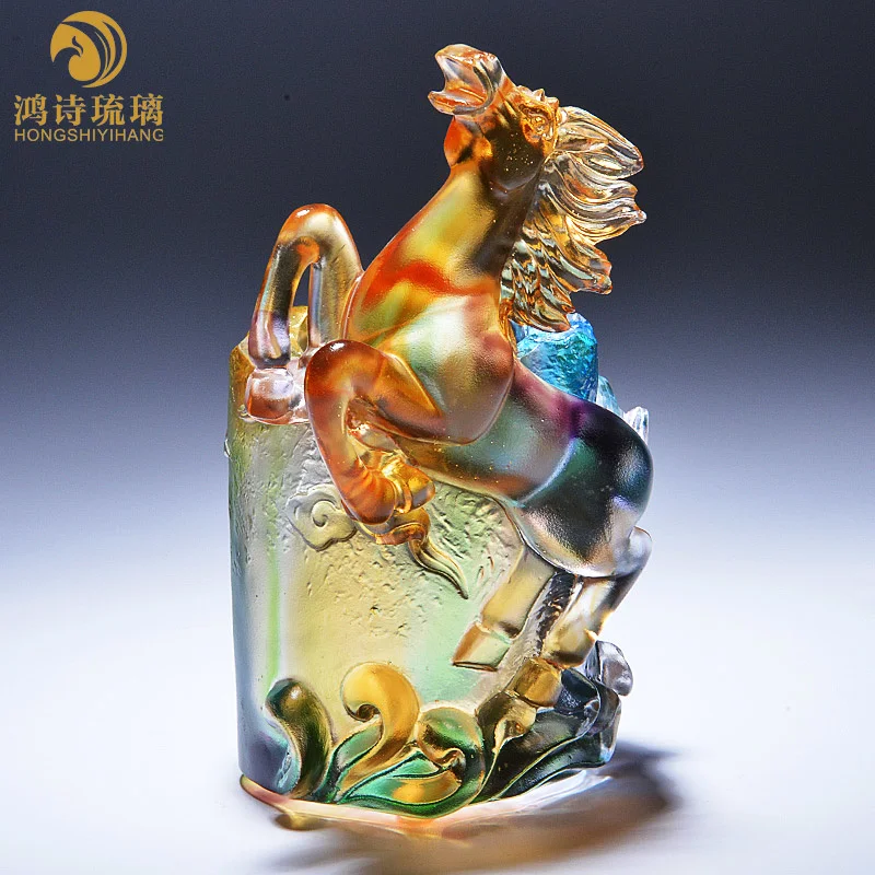 High-end Creative Colored Glaze Pen Holder, Office Desktop Crafts, Horse Ornaments