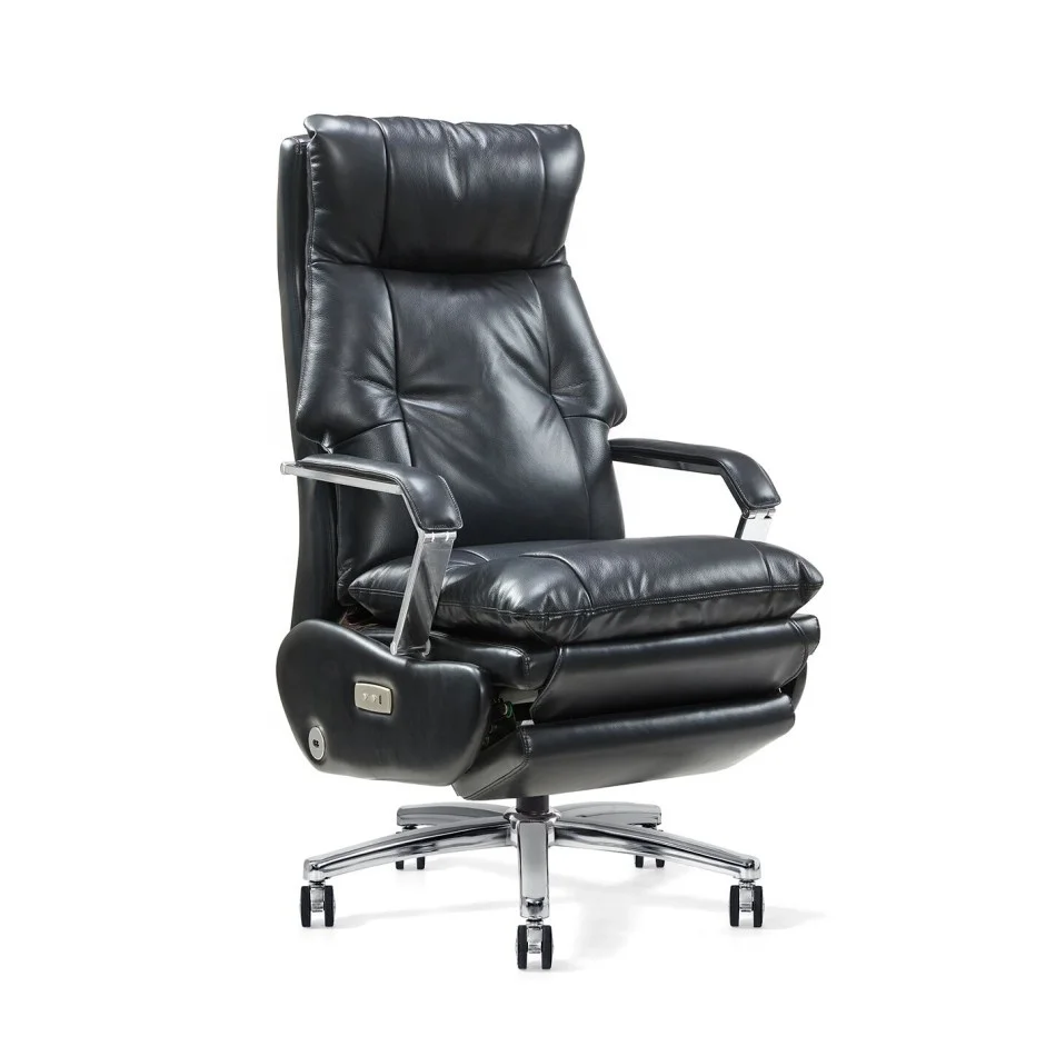

High-end Electric Adjustable Leather Office Chair with Sleep Function Luxury Multi-functional Large Computer Chair for Boss