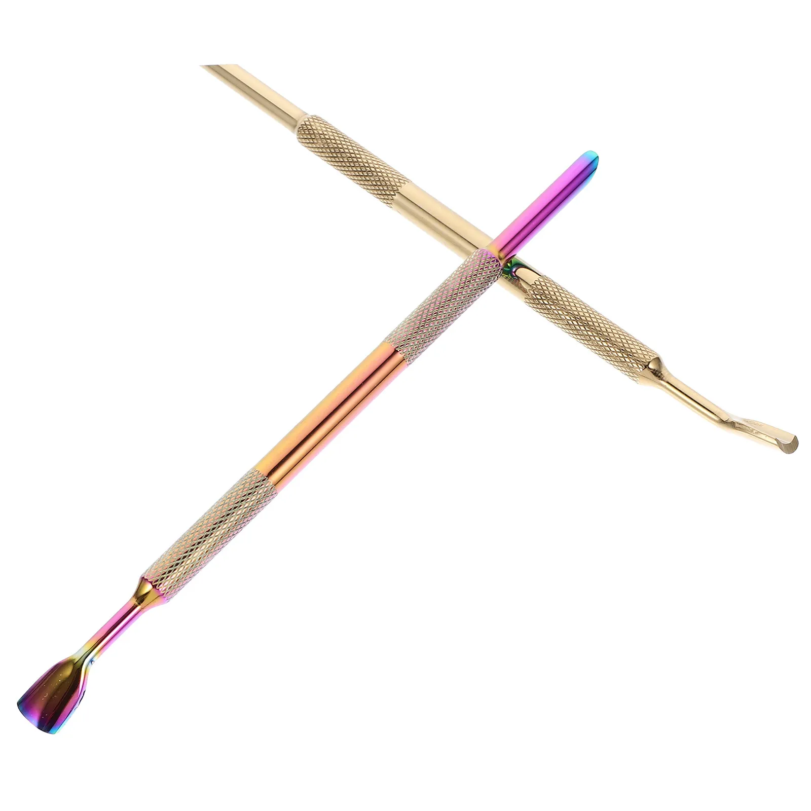 2Pcs Professional Stainless Steel Cuticle Pusher Tool Dual-Sided Nail Cleaner for Fingernail Toenail Callus Dead Skin Removal