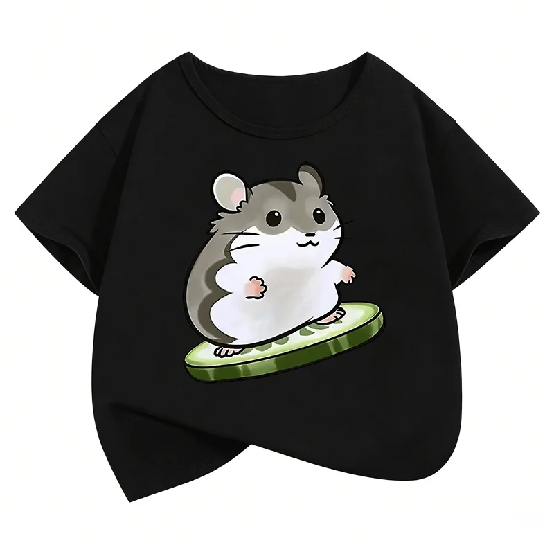 Funny Mouse Printed Graphic Kids Tshirts Summer Short Sleeve Tees Cartoon Animal Boys Girls Clothes Tops Y2K Children T-shirt