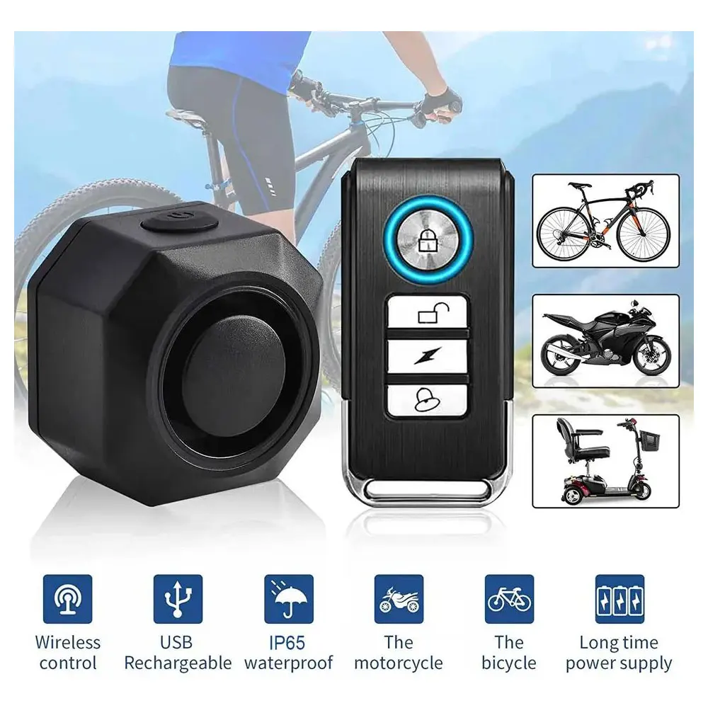 

Wireless Motorcycle Burglar Alarm Remote Control 110dB Vibration Sensor Electric Bike Scooter Safety Protection Alarm
