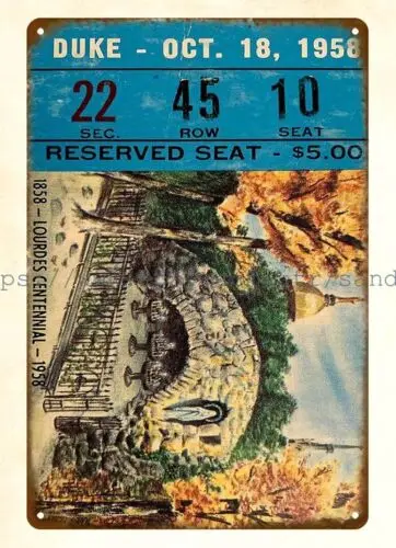 indoor outdoor wall decor 1958 collage Football Ticket Stub metal tin sign