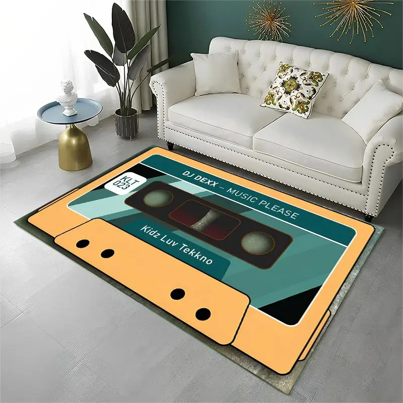 Retro Tape Cassette Music Large Area Rug Non-slip Durable Carpet for Bedroom Living Room Sofa Doormat Home Decor Floor Mat Gift