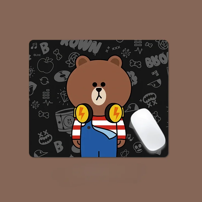 

Small Mousepad Brown Bear Cartoon Mouse Pad Gamer Office Accessories Anti-skid Rubber Cute Mat For PC Laptop Desktop 21x26