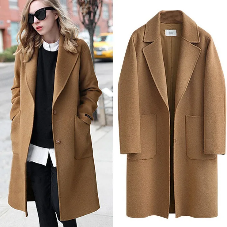 2025 Spring Winter New Water Ripple Coat Double-sided Cashmere Coats Female High-end Long Soft Bandage Clothes