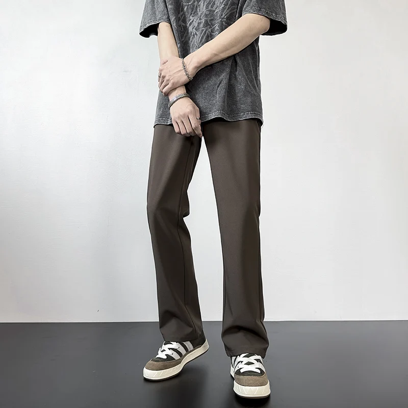 

Ice Silk Men's Sweatpants Summer Casual Wide Leg Straight Cut Spor Long Trousers Spring Autumn Sle Cool Trend Youth Faion