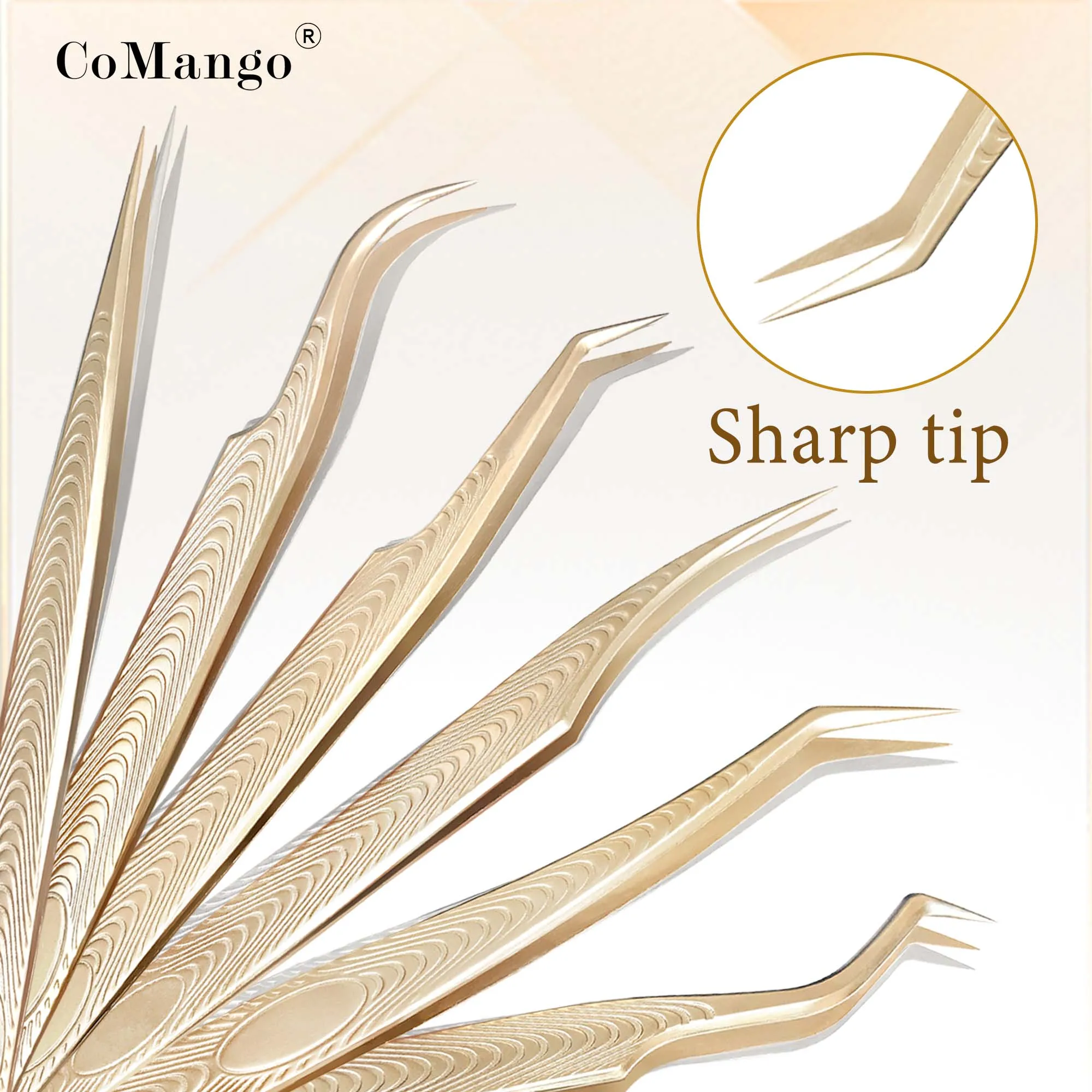 CoMango ملاقط إطالة الرموش ذات الطرف الحاد ملقط الرموش الدقيق العازل لحجم الرموش يوضع على ماكياج الحواجب