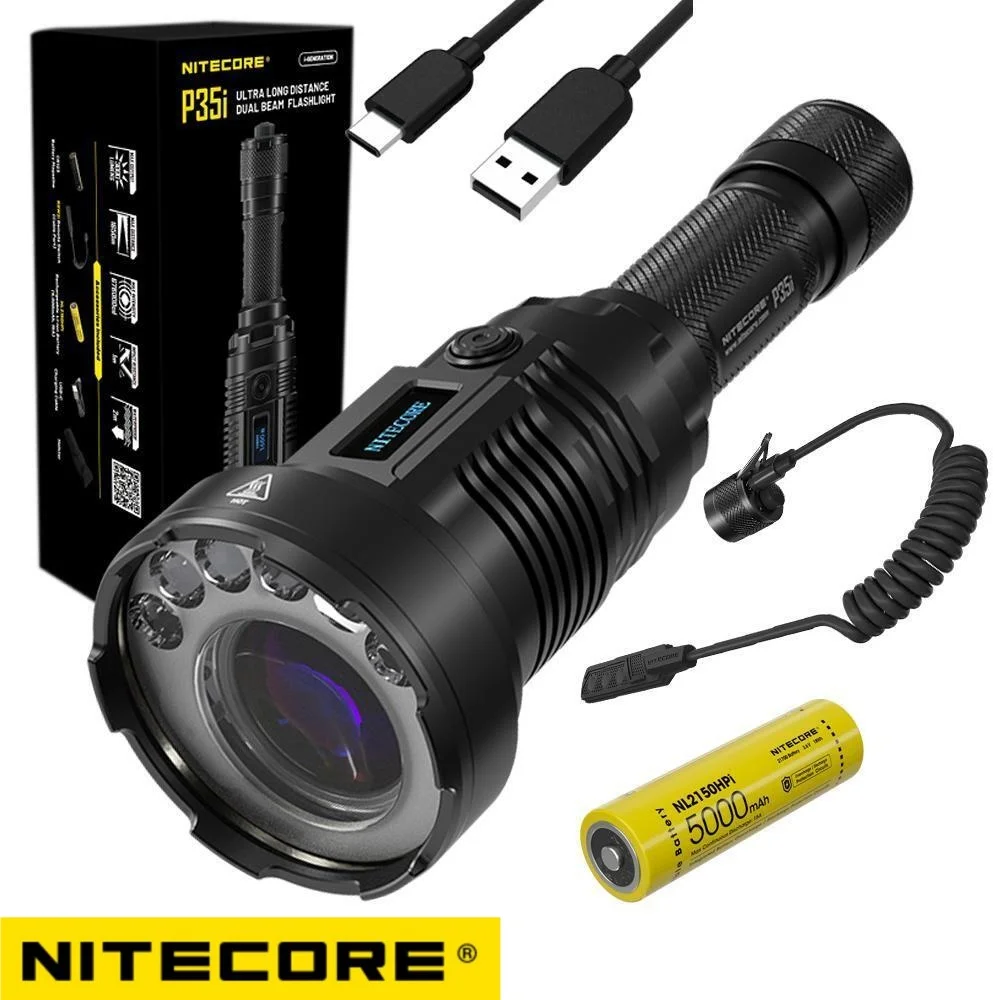 

NITECORE P35i Flashlight USB-C Rechargeable 1650M Long Distance Dual Beam LEP Lantern 3000Lumens Torch With 5000mAh Battery