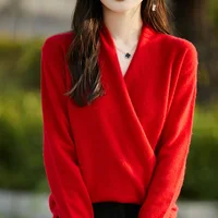 Women's Knitted Cashmere Sweater 100% Merino Wool Thickened Top Loose Long Sleeve Clothing Warm For Autumn And Winter YYY2442 - Image 5