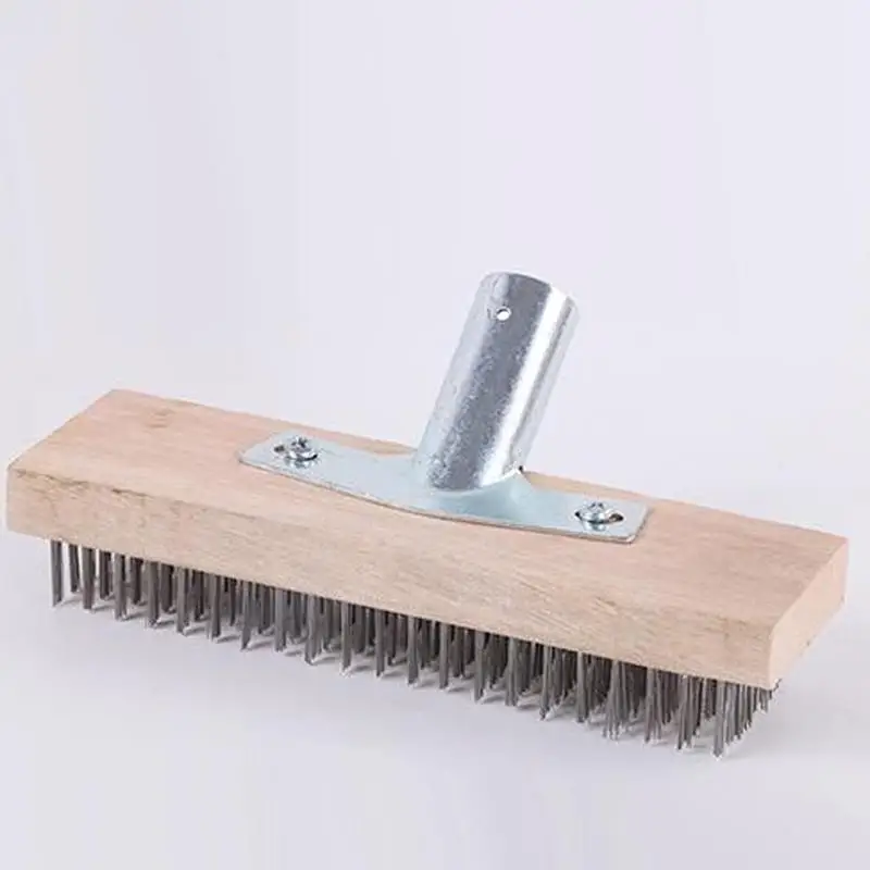 30cm Wire Broom Brush Sweeping Floor Garden Moss Cleaner Scrubber Steel Broom With Scraper Edge And Robust Metal Holder