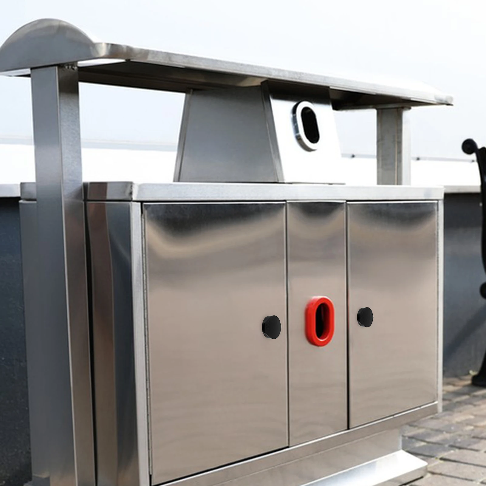 

6pcs Trash Can Plastic Rainproof Cover Garbage Bin Lid Dustproof Lock Pull Tab Universal Waste Disposal Door Cap Stroller