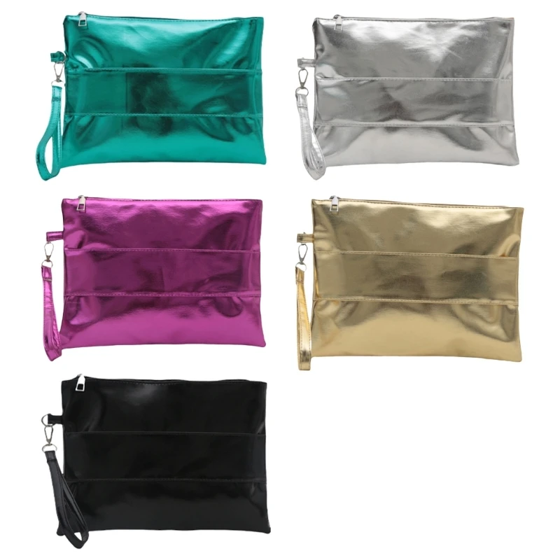 

Trendy Envelope Styles Clutch Bag Sophisticated Metallic PU Leather Handheld Wristlet Purse for Fashion Forward Females