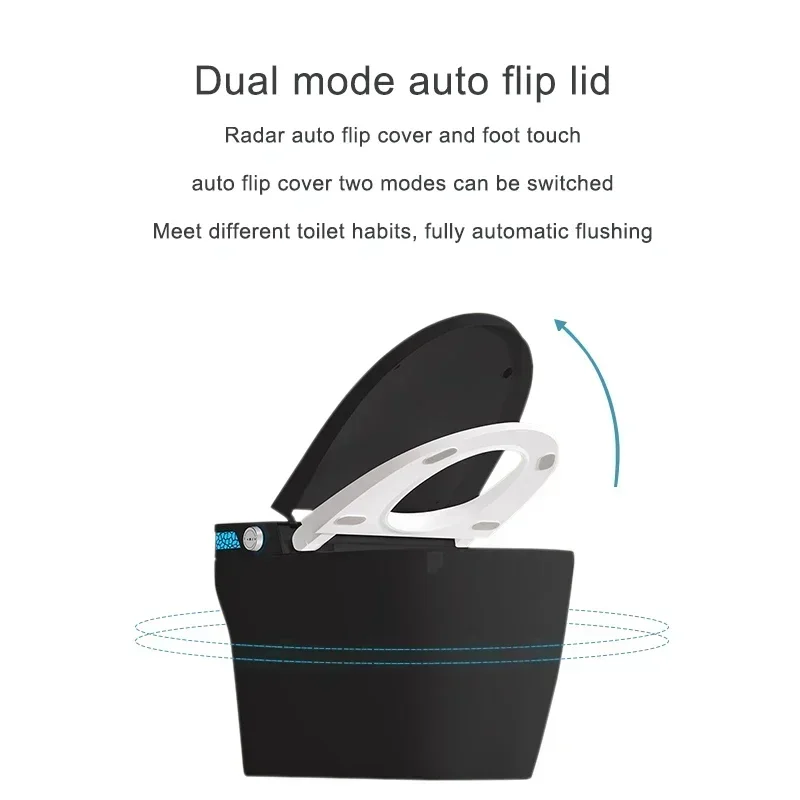 XY1 Black Smart Toilet, Automatic Lid Opening, Automatic Flushing, Buttocks Rinsing, Automatic Heating, Bubble Shield