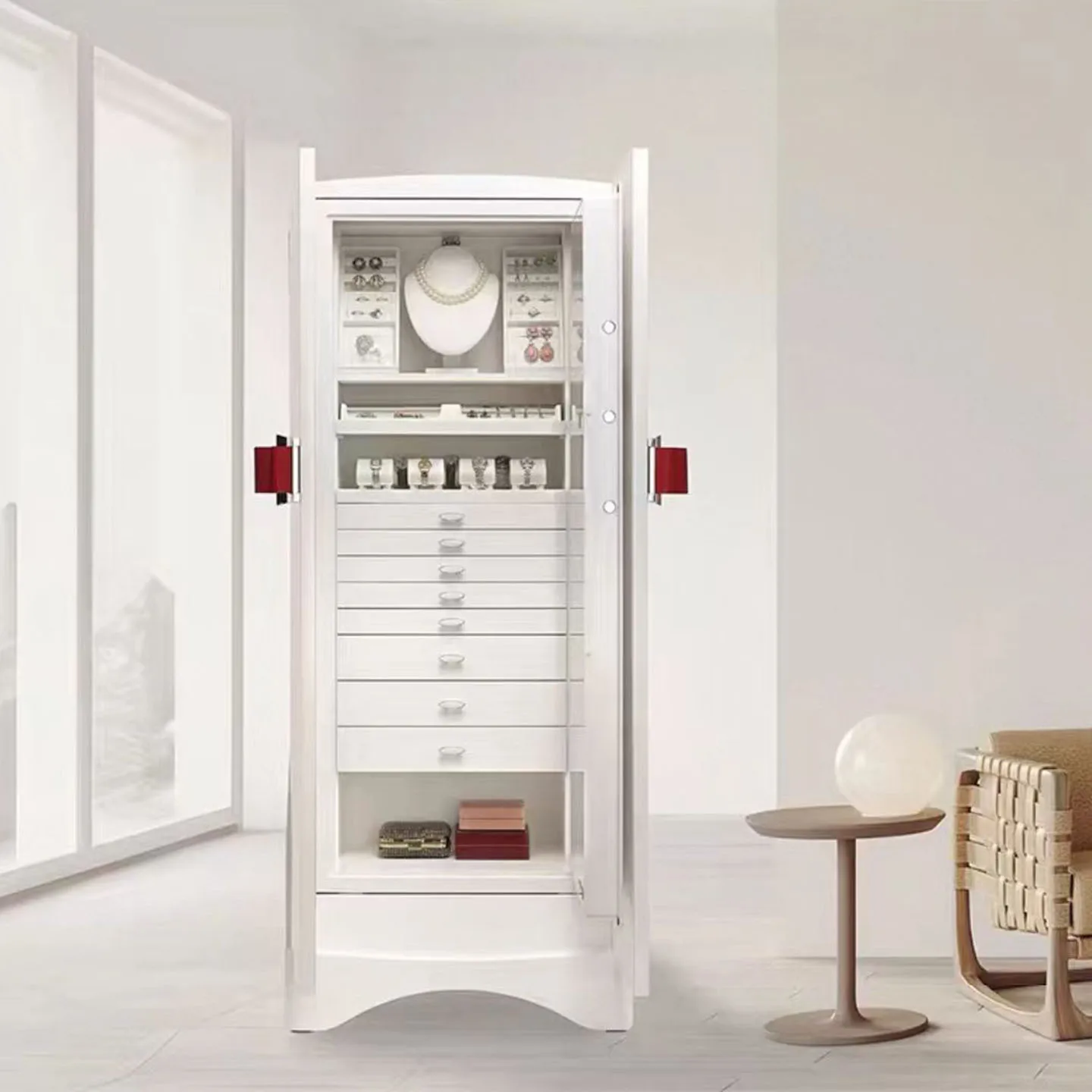 Sicherer High-End-Schmuckschrank im Villa-Wohnzimmer