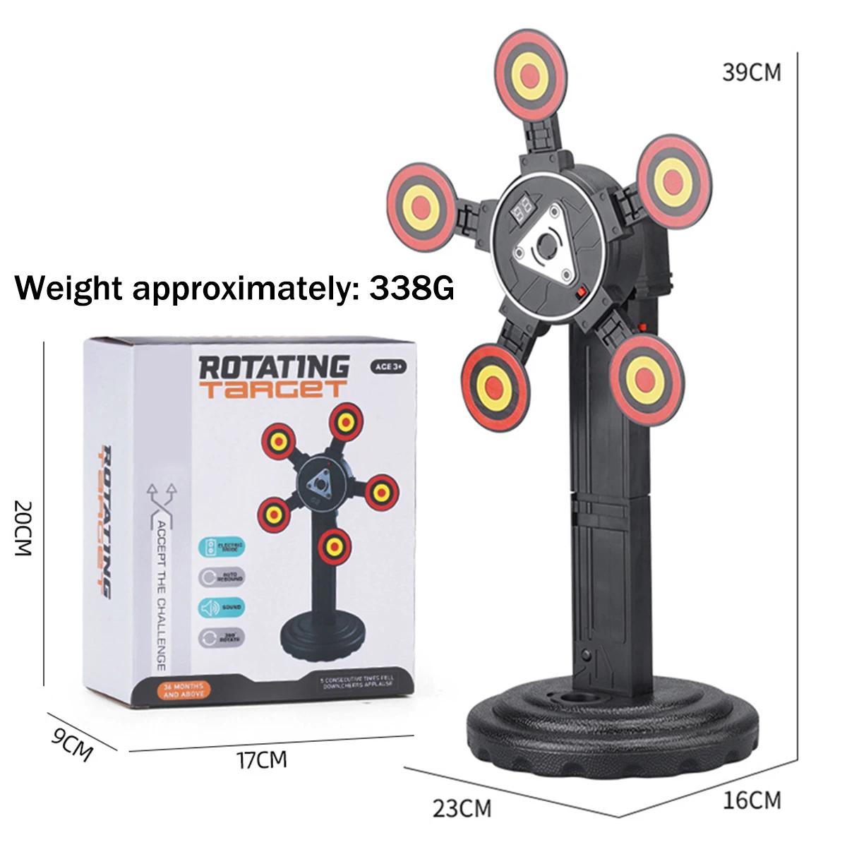 Auto Reset elektrisches Ziel 360 ° rotierendes bewegliches elektronisches digitales Bewertungs ziel Kinder Sound Light Shooting Spiel Spielzeug