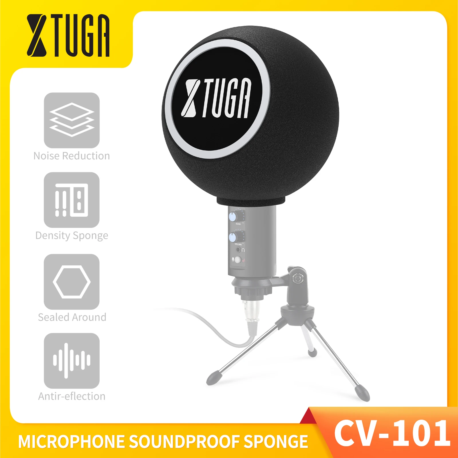 

XTUGA Audio Studio Microphone Foam Screen Pop Filter Soundproof Room Noise Recording Wind Screen Fits Most Microphones Stand