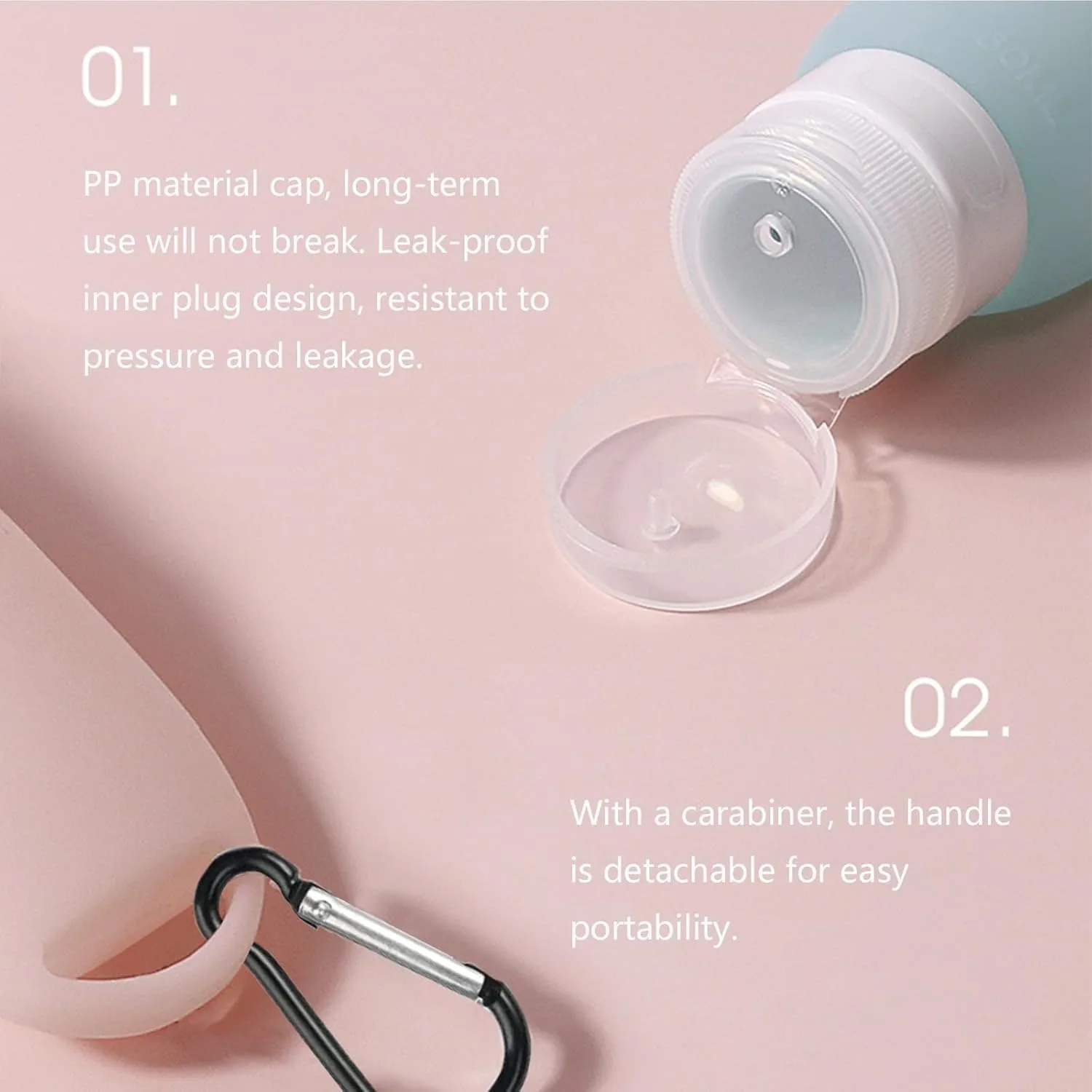 1 pz 60 ml Bottiglie Da Viaggio In Silicone Vuoto Da Viaggio Riutilizzabili Contenitori A Tenuta Morbido con Moschettone Lozione Crema Tubo Portatile