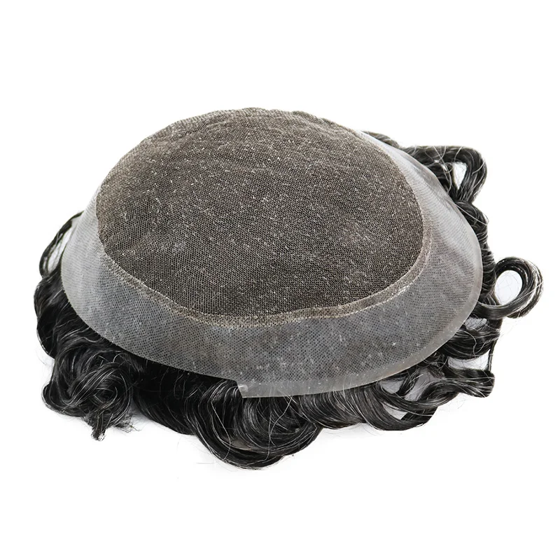 25 مللي متر عميق مجعد الرجال الشعر المستعار أستراليا نمط السويسري الدانتيل بولي شعر مستعار شعر الإنسان تنفس رجل الشعرية الاصطناعية استبدال النظام