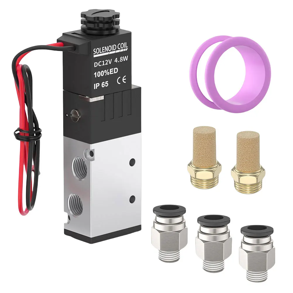 

1 шт. 4V210-08 DC12V электромагнитный клапан 2 положения 5-ходовой пневматический клапан с фильтром пилотный воздушный переключатель для пневматических систем