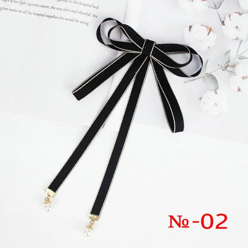 Perle Band Brosche Pin Frauen Fliege Vintage Schule Mädchen Weiß Kragen Schmuck Bowknot Shirts Krawatte Candy Farbe Rot Schmetterling – Detail 2