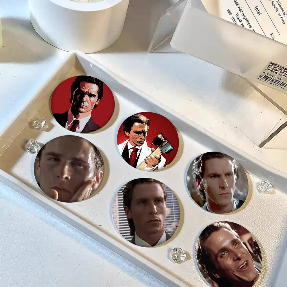 1pc Patrick Bateman American Psycho Cartoon Style Badge Brooches On Backpack Decoration Round Enamel Pins For Accessorys