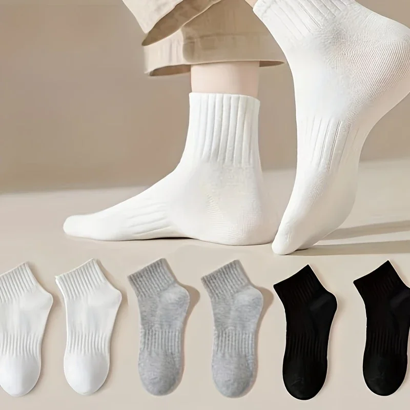 5/6 Pairs Cotton Socks, Soft And Comfortable Ankle Socks, Athletic Socks For Men And Women