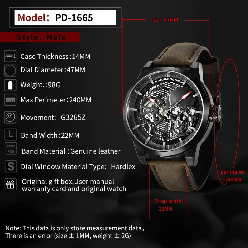 جديد PAGANI تصميم الرجال الساعات الميكانيكية الهيكل العظمي توربيون ساعة للرجال العلامة التجارية الفاخرة ساعة معصم مقاوم للماء ساعة رجل