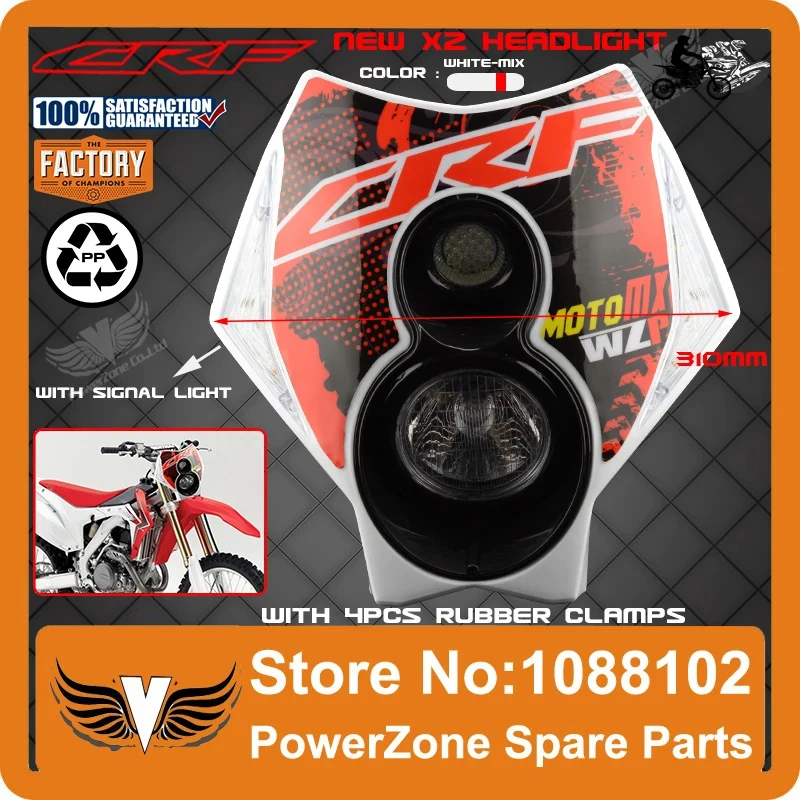 

Powerzone Trail Tech Motorcycle Motocross Supermoto X2 Headlight Headlamp Street Fighter CR CRF 250 450 250R 450R