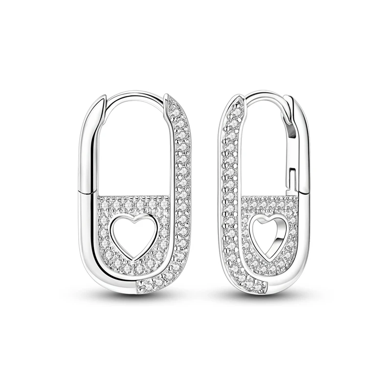 Ohrringe aus 925er-Sterlingsilber für Damen, funkelnder U-förmiger Zirkonium-Creolen für Jahrestag, Hochzeit, Schmuck, Geschenke