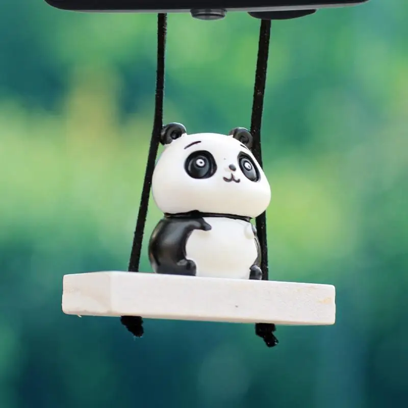 Car Pendant Cute Anime Car Interior Decoration Gypsum Swing Panda Auto Rearview Mirror Pendant Birthday Gift Couple Accessories