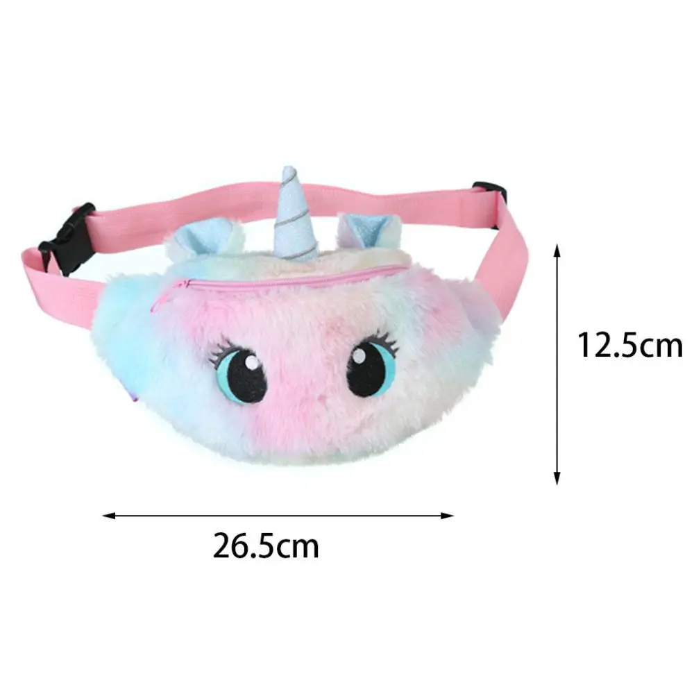 Cute Unicorn Female Waist Bag Kids Fanny Pack Cartoon Plush Women Belt Bag Fashion Travel Phone Pouch Chest Bag