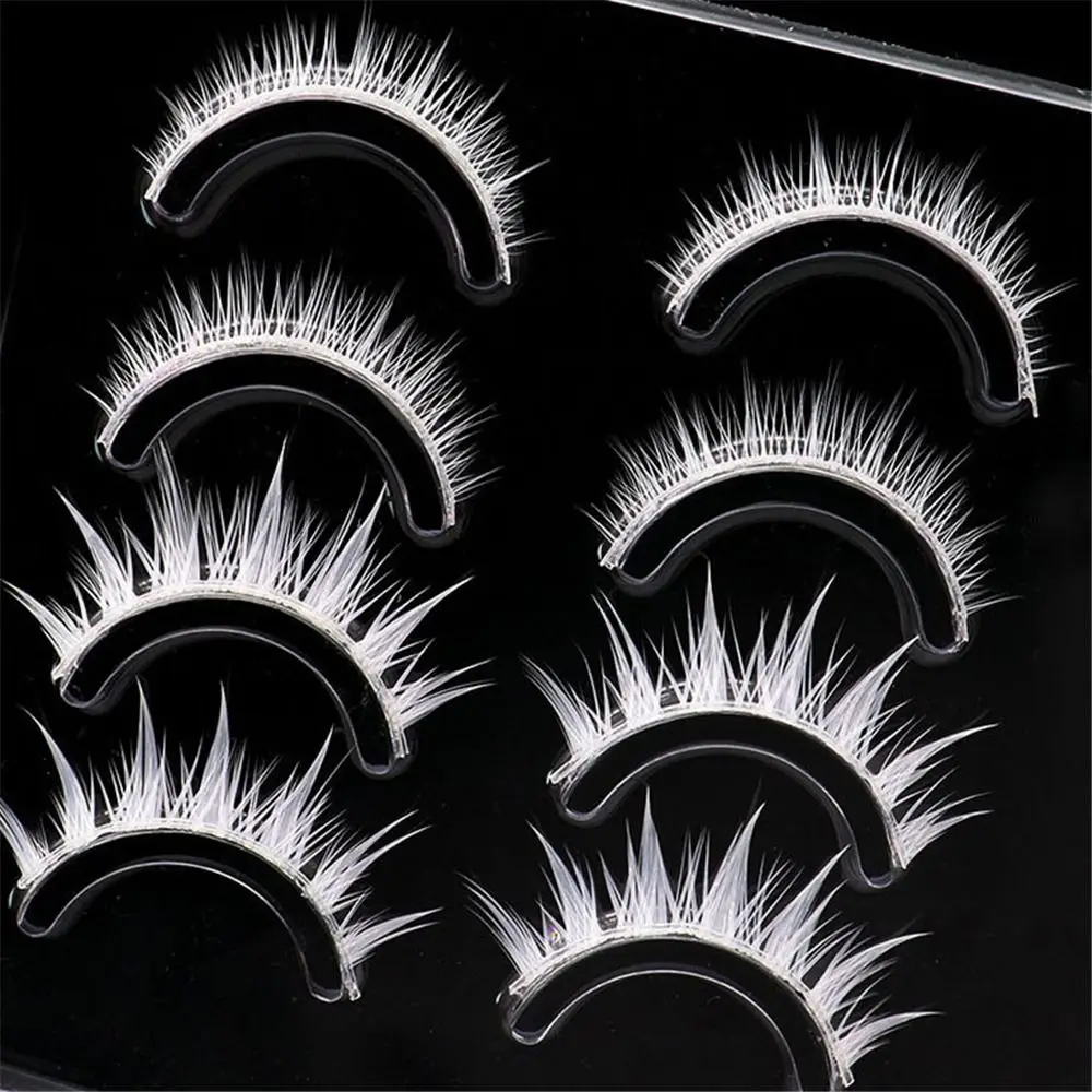 Ferramentas de maquiagem dos olhos halloween cílios brancos masquerade festa natural olhar cílios postiços reutilizáveis cosplay cílios brancos