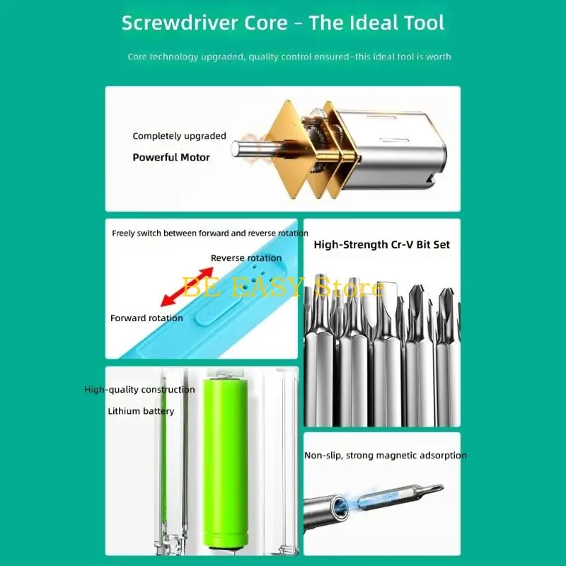 E28F Ergonomic Handle Electric Screwdriver Set 42 Accessories Home Repair Gear DIY Repair Equipment For Smooth Operation