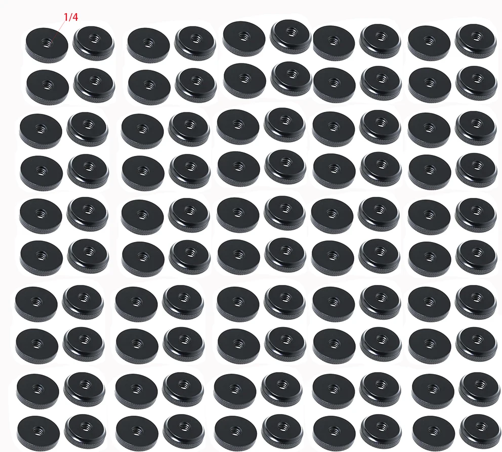 

100x Flash Shoe Mount Nut 1/4"-20 through hole for camera tripod Follow focus (pack of 100), 1/4" nuts, 1/4 female nuts