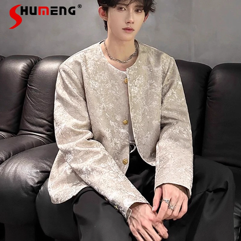 

Мужские осенние новые высококачественные стильные стеганые куртки на плечах 2024, модные жаккардовые маленькие ароматные пальто, мужские шикарные пальто с длинными рукавами