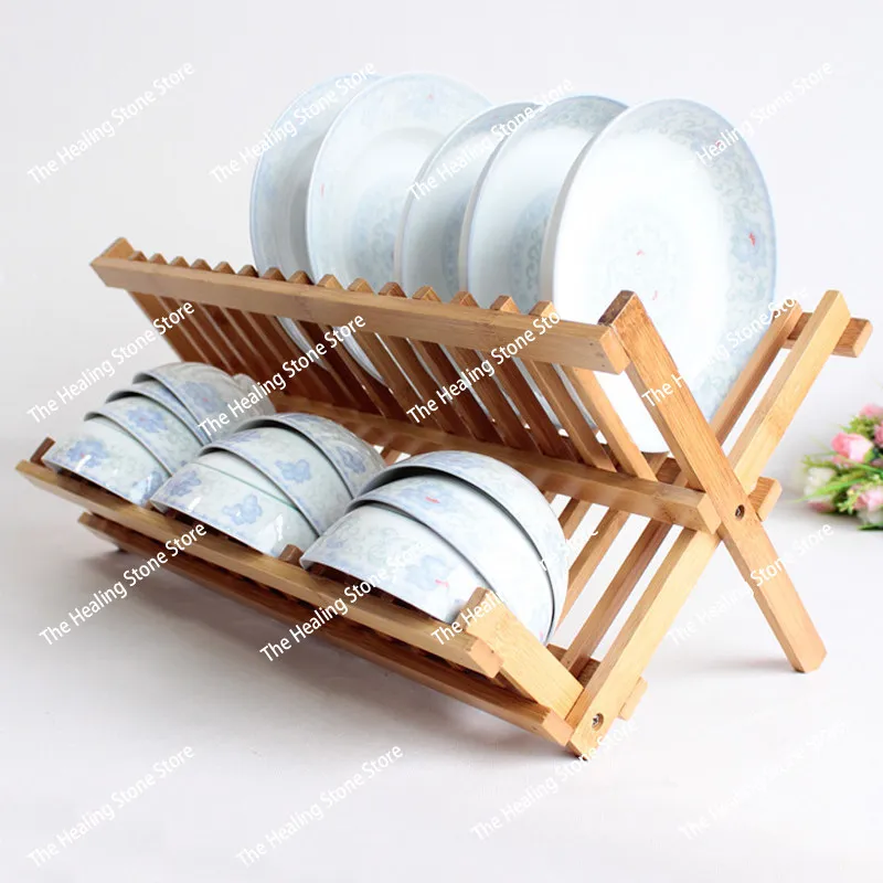 

Dish Drainer Folding Bamboo Serving Utensils Drying Rack Holder Utensil Drainer Plate Storage Holder Plate Wooden