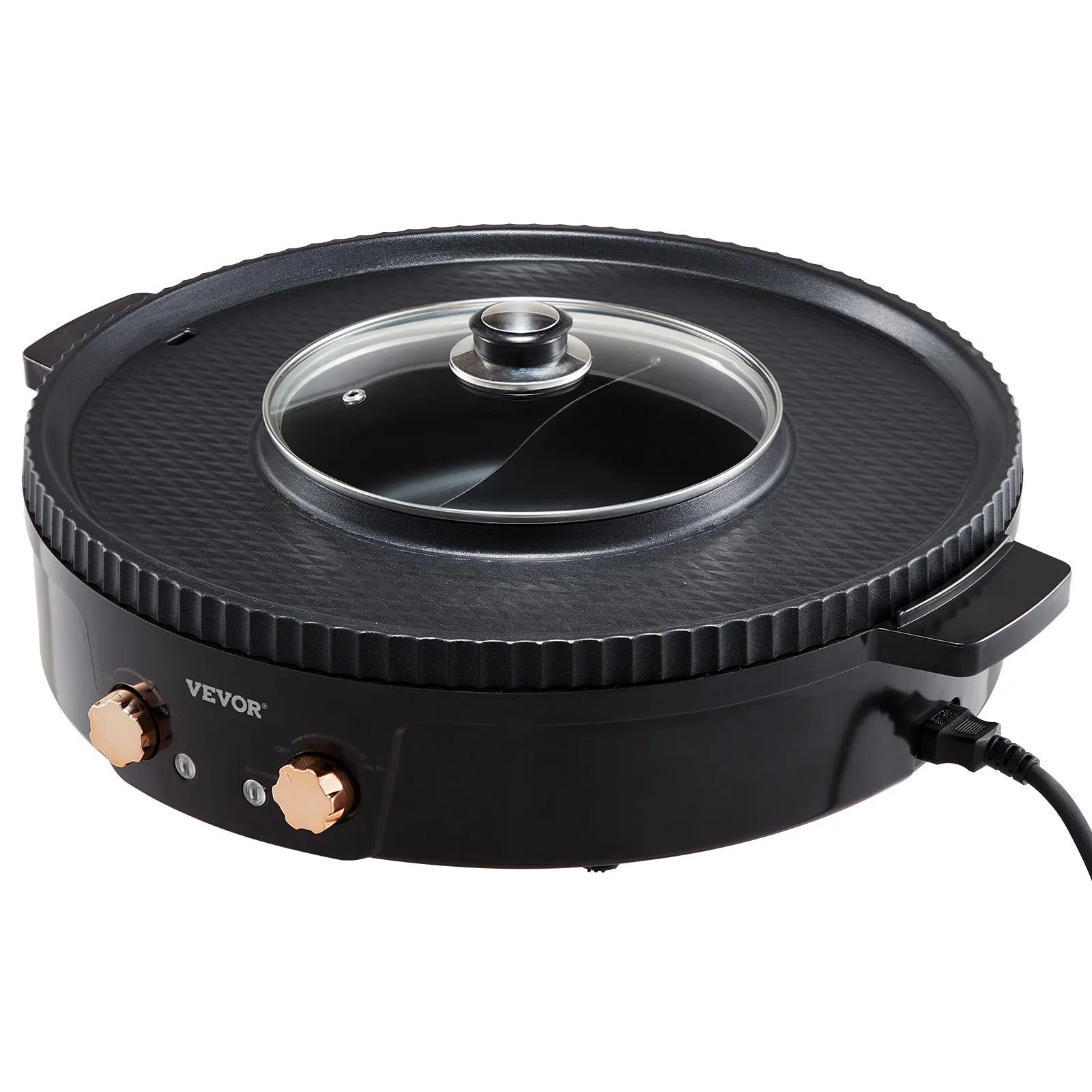 

Электрический гриль-хотпот 2-в-1 с функцией бездымного приготовления, 1800 Вт, для 2-8 человек